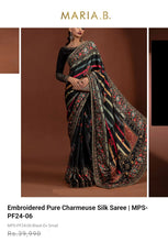 Load image into Gallery viewer, Mariab Saree Ready to Wear Pure Charemuse Silk complete