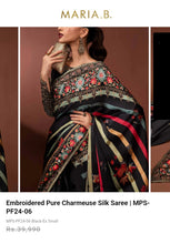 Load image into Gallery viewer, Mariab Saree Ready to Wear Pure Charemuse Silk complete