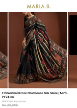 Load image into Gallery viewer, Mariab Saree Ready to Wear Pure Charemuse Silk complete