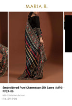 Load image into Gallery viewer, Mariab Saree Ready to Wear Pure Charemuse Silk complete