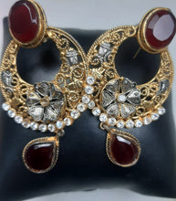 Load image into Gallery viewer, Egyptian gold plated Ruby Earings
