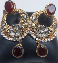 Load image into Gallery viewer, Egyptian gold plated Ruby Earings
