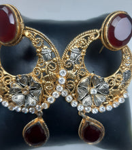 Load image into Gallery viewer, Egyptian gold plated Ruby Earings
