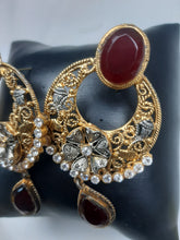 Load image into Gallery viewer, Egyptian gold plated Ruby Earings
