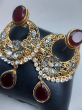 Load image into Gallery viewer, Egyptian gold plated Ruby Earings
