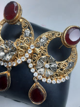 Load image into Gallery viewer, Egyptian gold plated Ruby Earings
