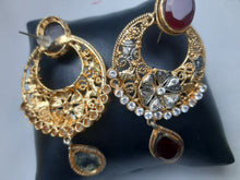 Load image into Gallery viewer, Egyptian gold plated Ruby Earings
