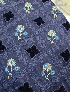 Mariab Front Luxe velvet applique Net