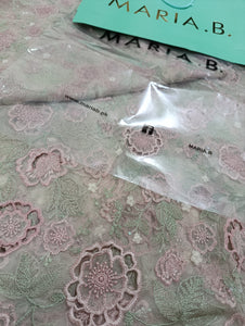 Mariab Fabric Luxe Embroidered Net Laser cut