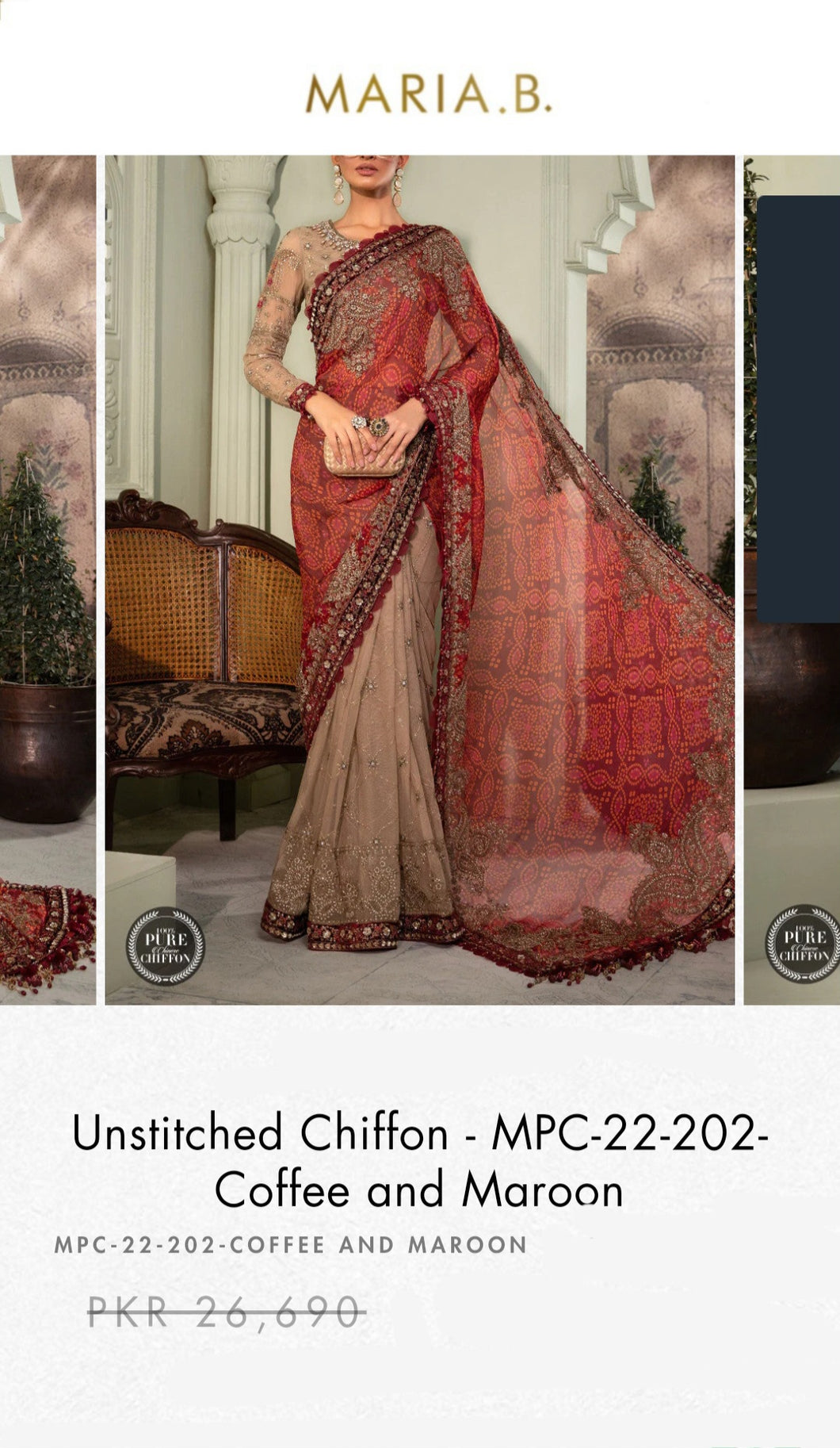 Mariab Fabric Chunri Printed Chiffon