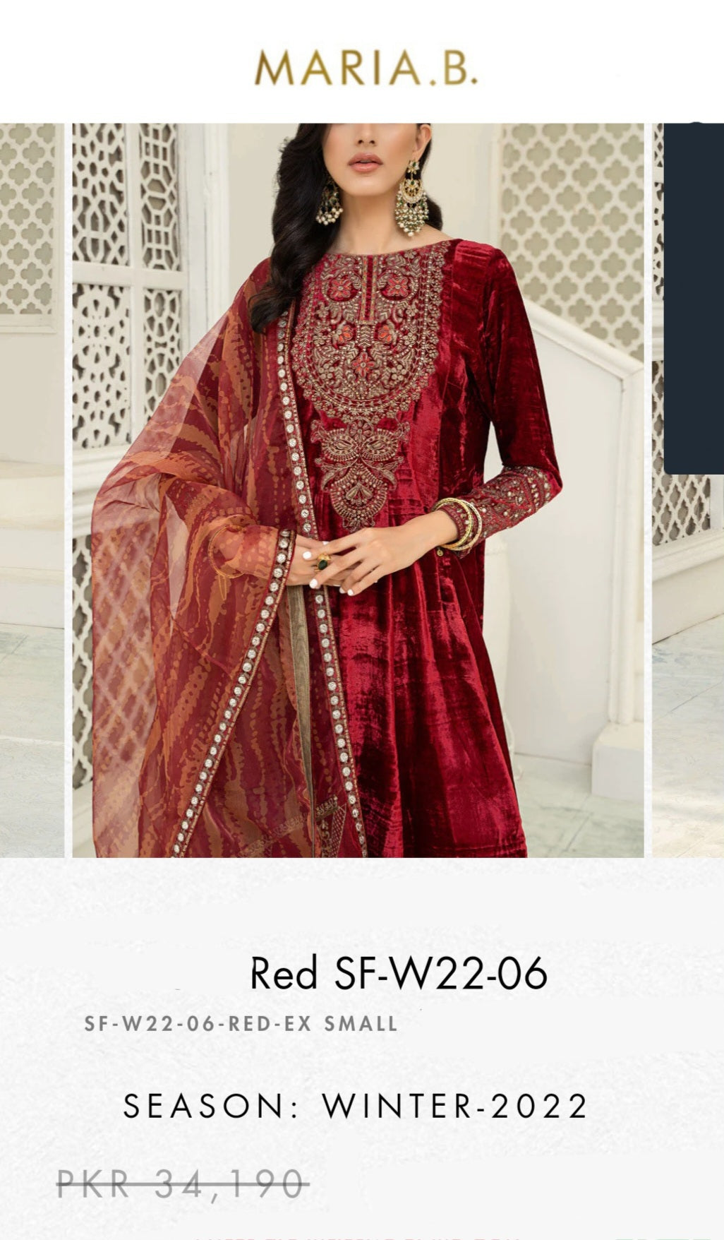 Mariab Patch Foil Work Velvet