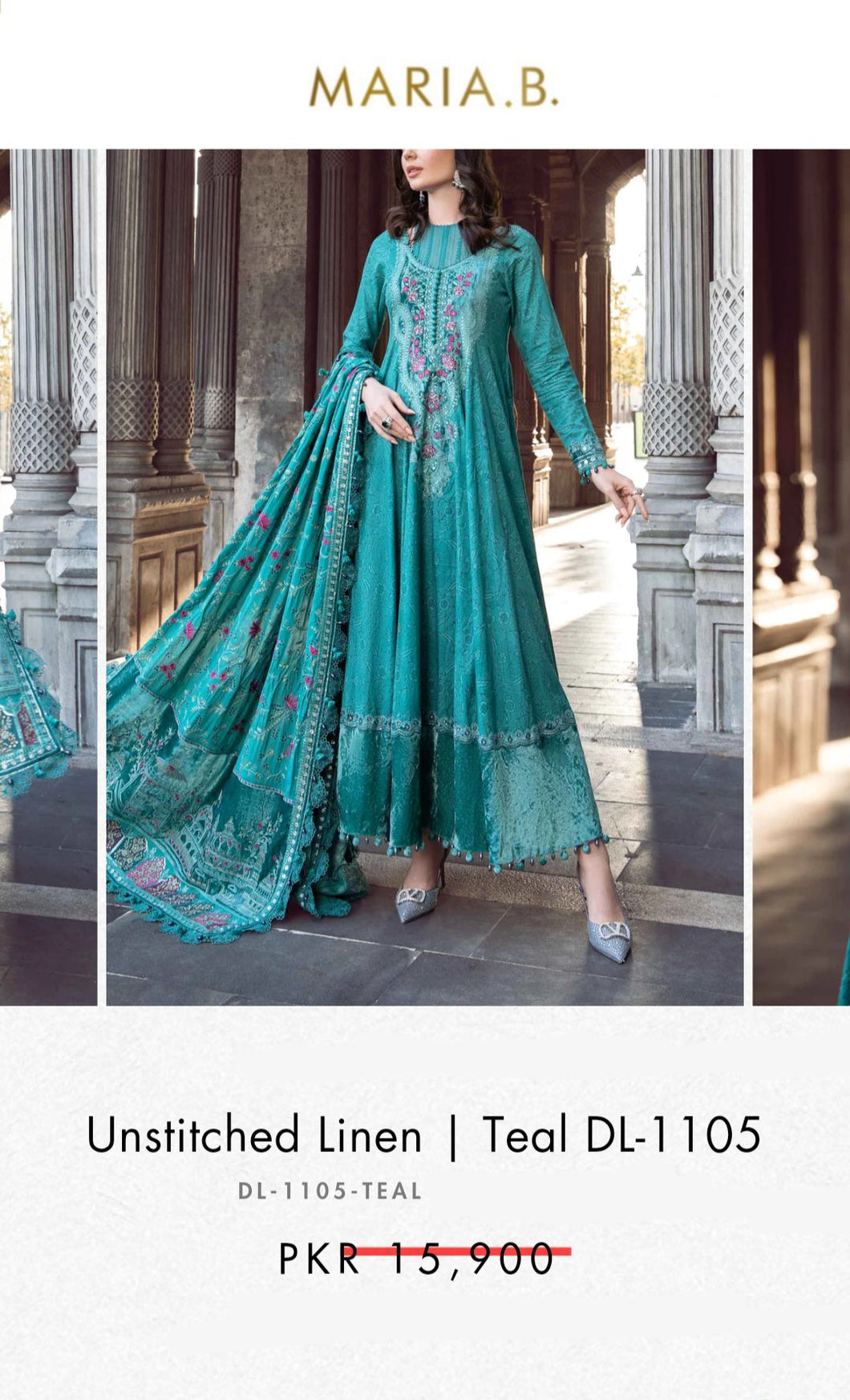 Mariab Shawl Embroidered Fabric