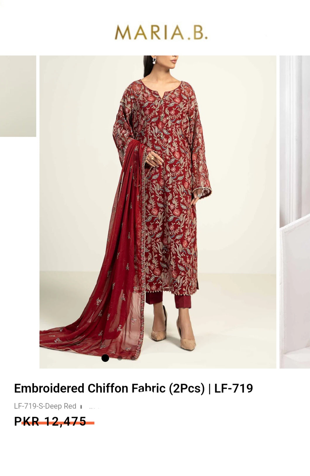 Mariab Fabric Luxe Chiffon Embroidered