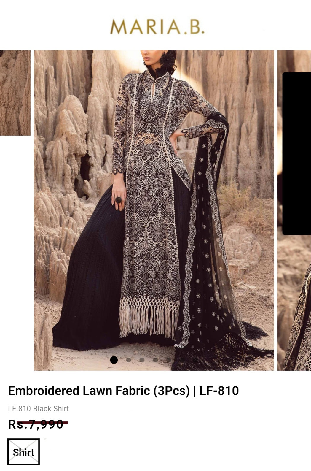 Mariab Shirt Luxe Schiffli Embroidery With Laser Cut