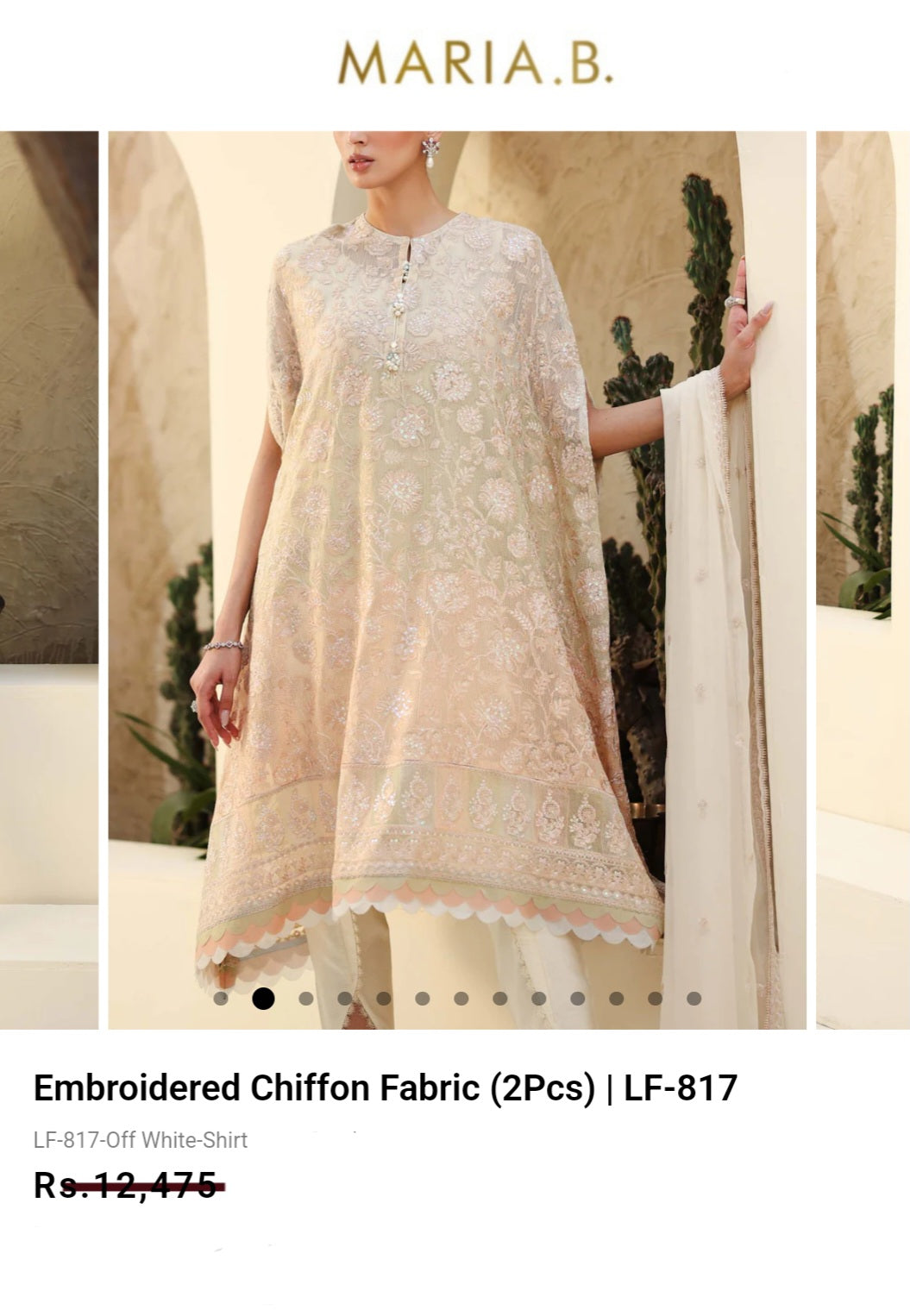 Mariab Shirt Luxe Embroidered Chiffon