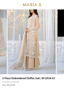 Mariab 4-Piece Ready to Wear Chiffon Hand work Embellished