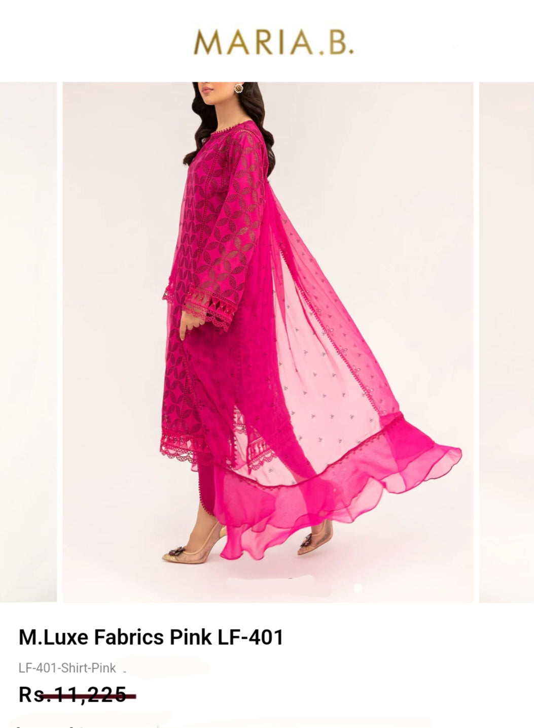 Mariab Duppta Luxe Chiffon Schiffli Embroidery