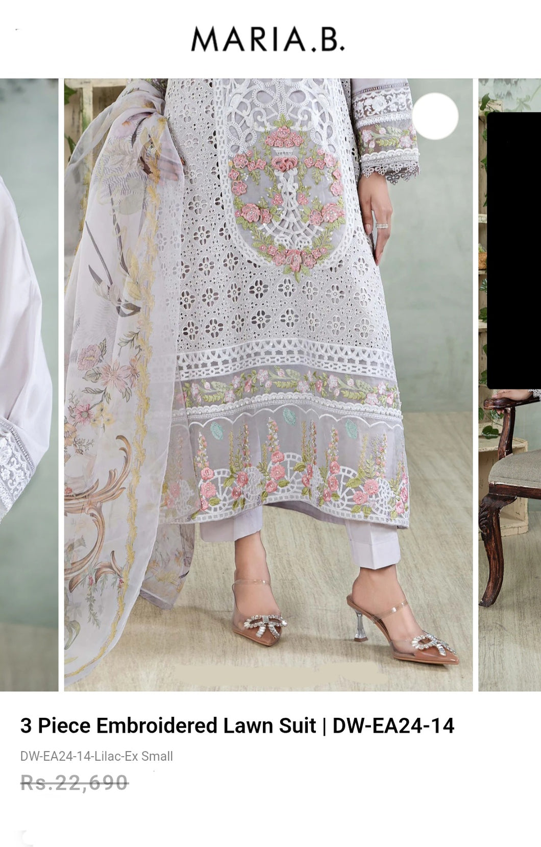 Mariab Fabric Laser cut Lawn