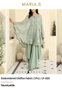 Mariab Fabric Luxe Embroidered Chiffon