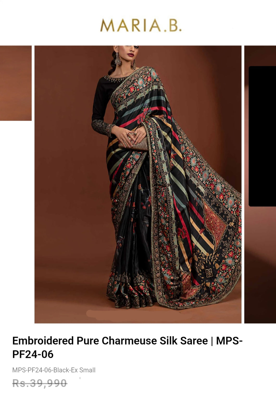 Mariab Saree Ready to Wear Pure Charemuse Silk