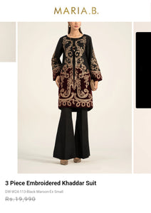Mariab 3-Piece Ready to Wear Velvet Appliqued