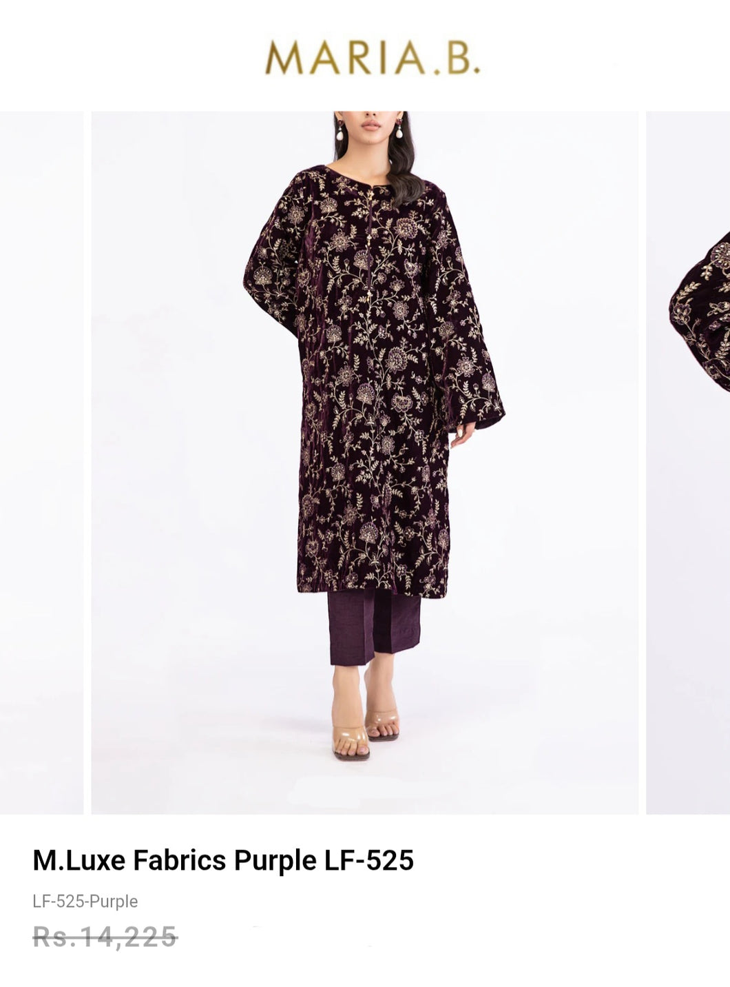 Mariab Fabric Luxe Embroidered Velvet