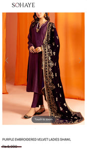 Sohaye by Dinners Shawl Velvet Ready to wear