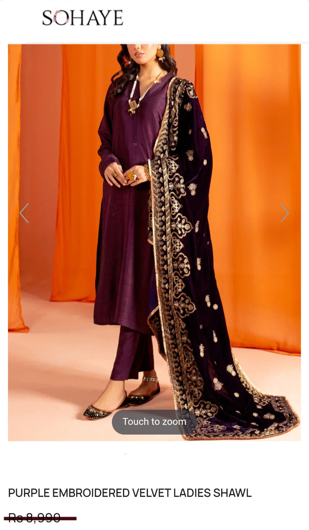 Sohaye by Dinners Shawl Velvet Ready to wear