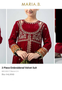 Mariab Frock Velvet Ready to wear