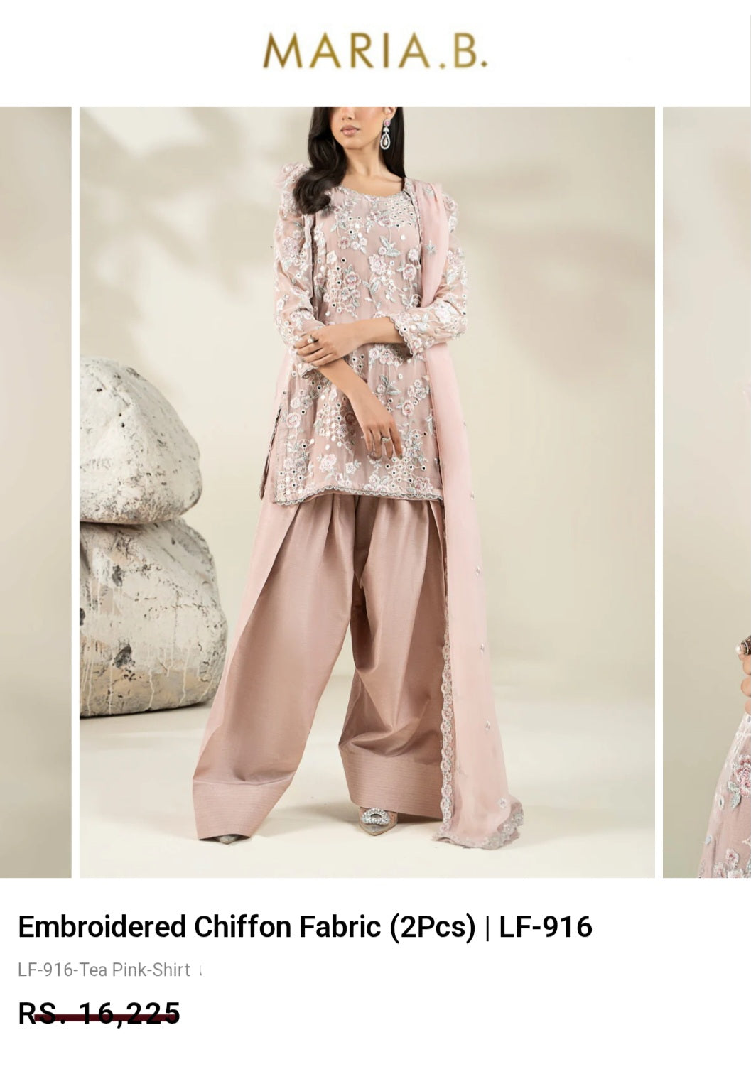 Mariab Shirt Luxe Embroidered Chiffon