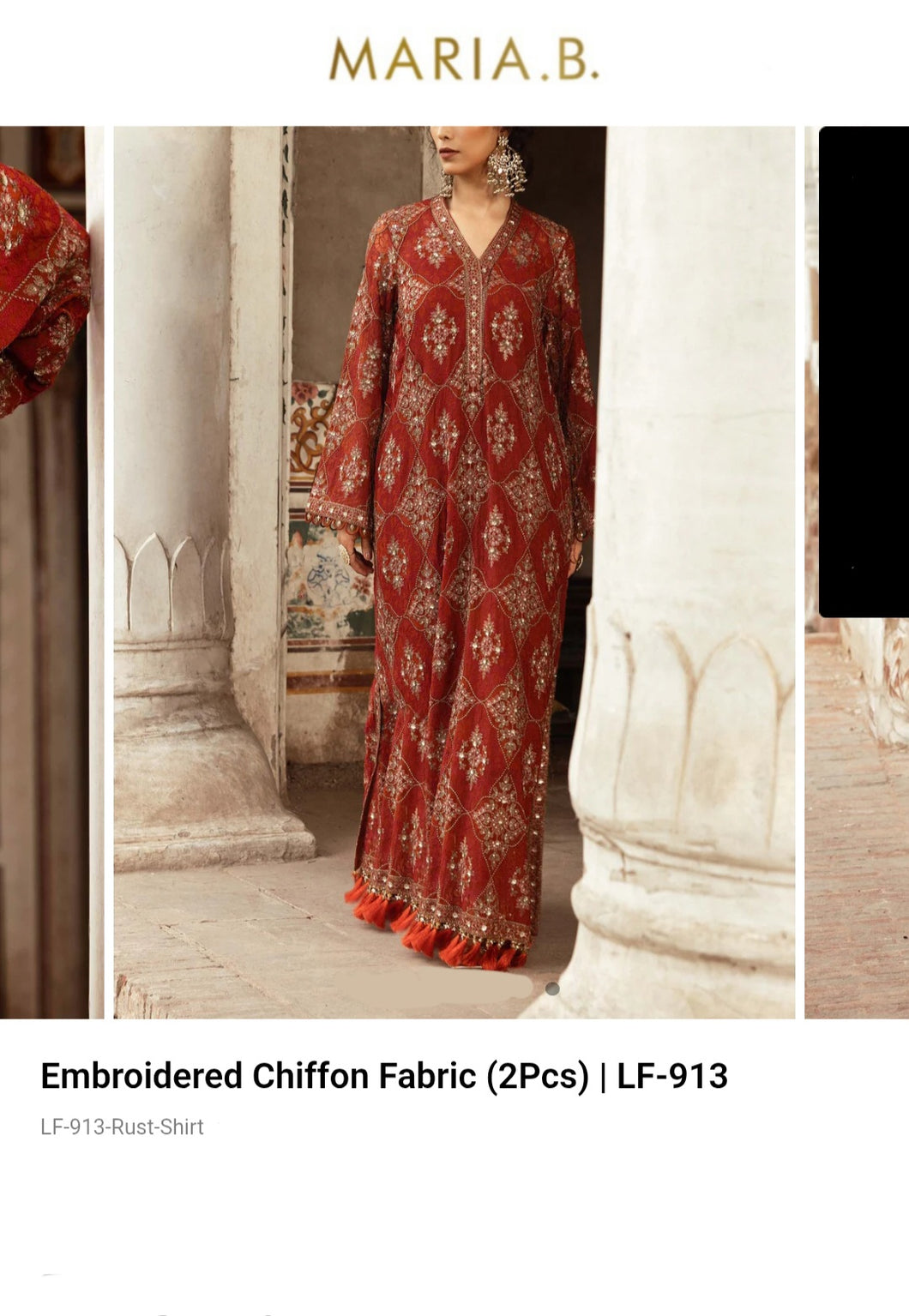 Mariab Shirt Luxe Embroidered Chiffon