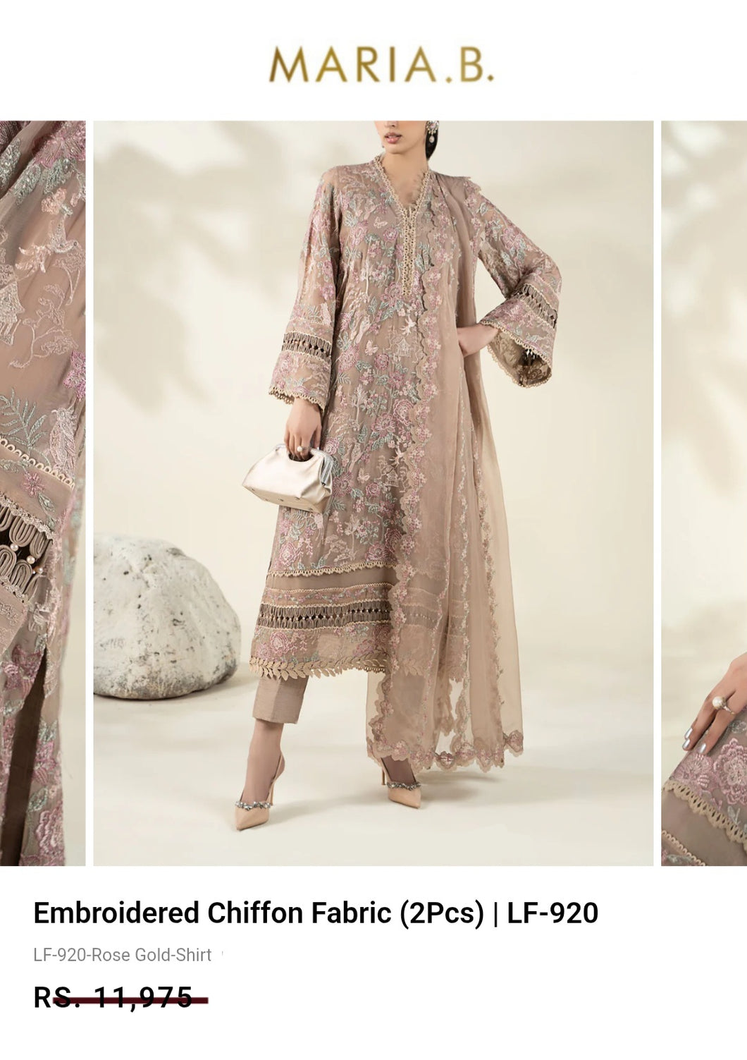 Mariab Shirt Luxe Embroidered Chiffon