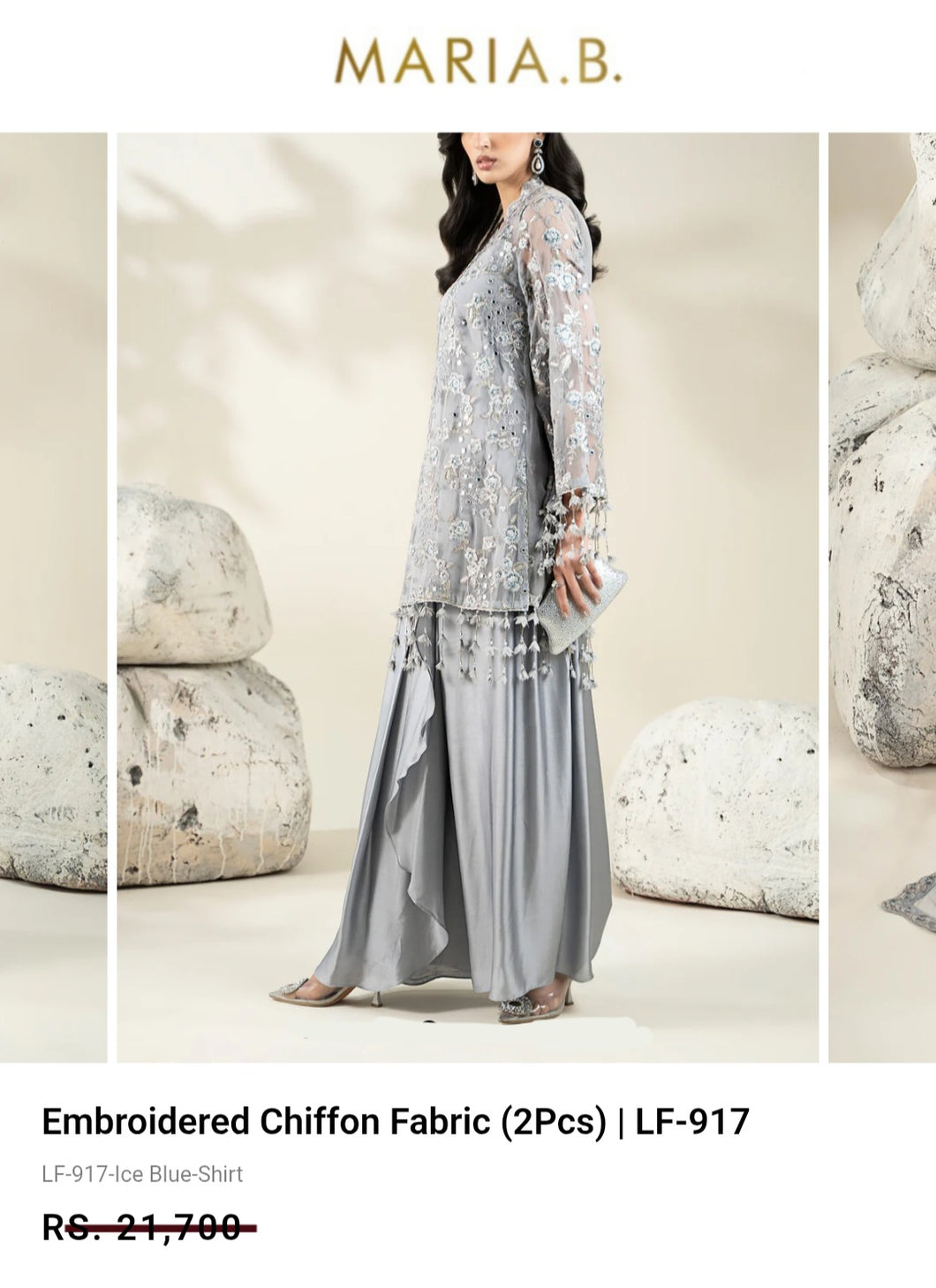 Mariab Shirt Luxe Embroidered Chiffon