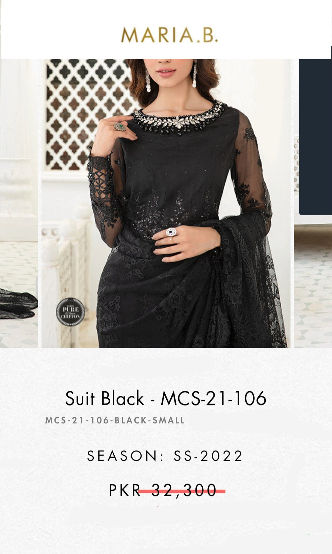 Mariab Fabric Chiffon Stones Embellished