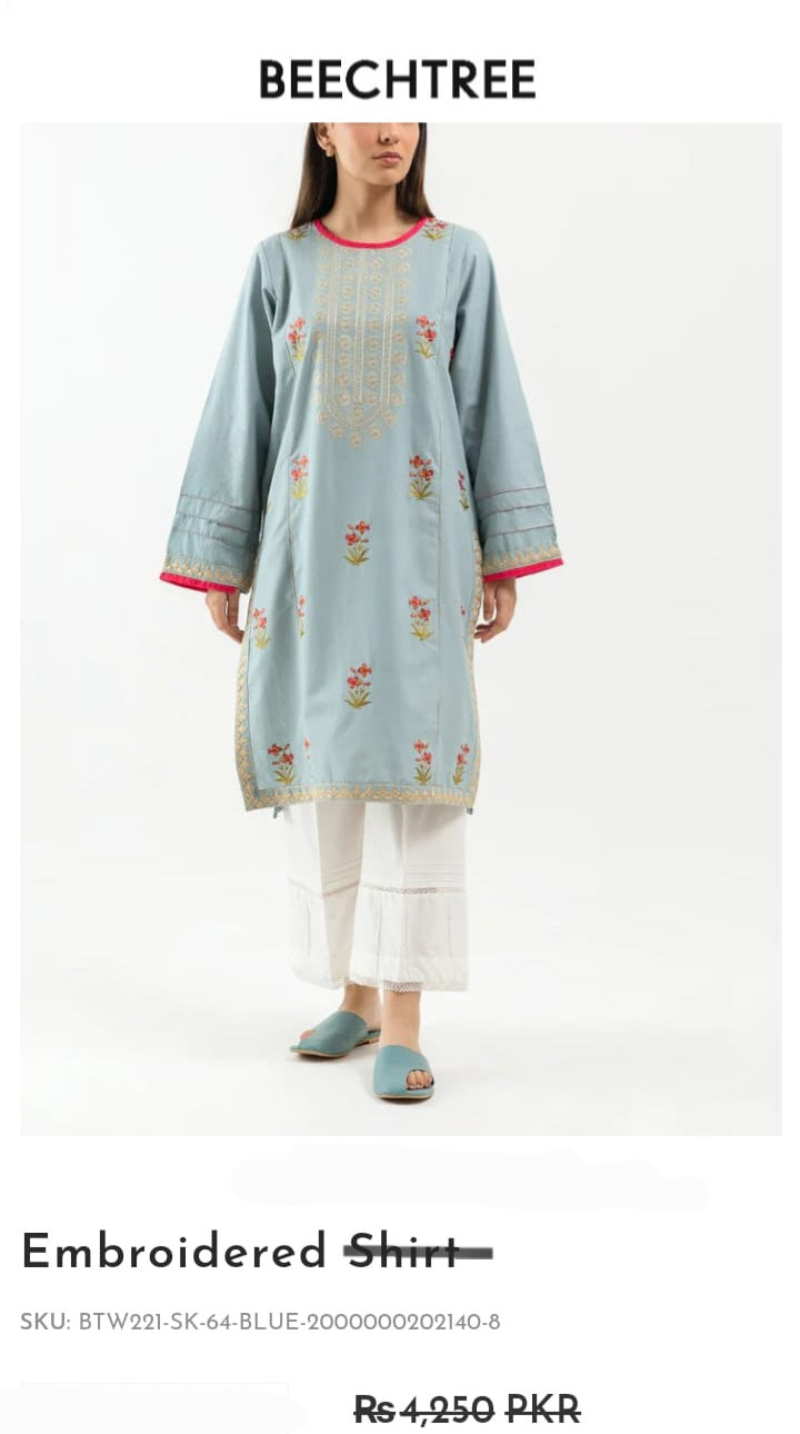 Beechtree Front & Patch embroidered Khaddar